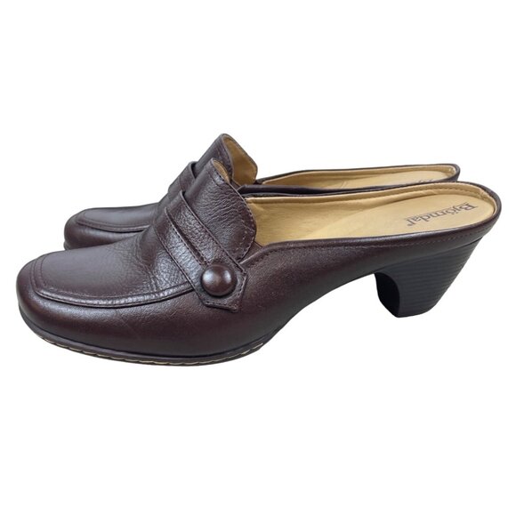 Björndal Women's Brown Leather Gena Backless Slip On Comfort Clog Shoes Sz 8.5M - Picture 5 of 8